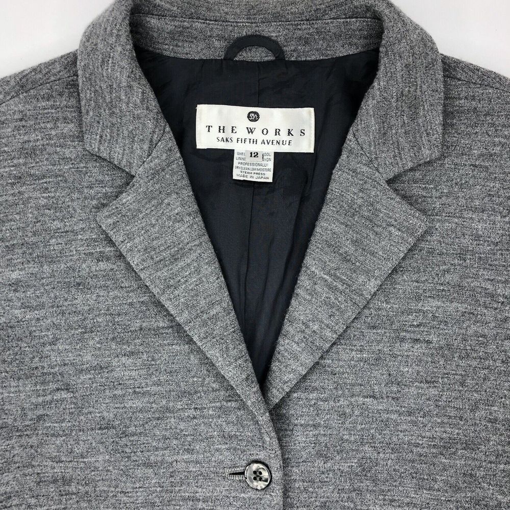The Works Saks Fifth Avenue Women's 12 Gray Wool Button Up Lined Shirt Jacket